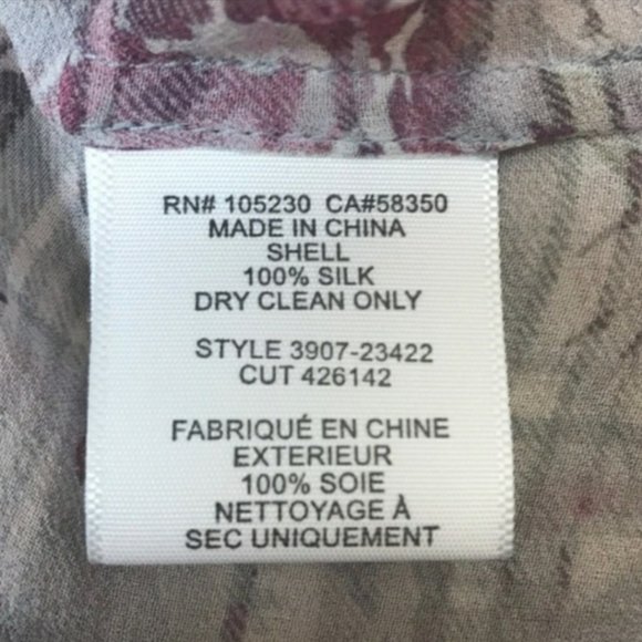 JOIE Finnegan Floral Plaid 100% Silk Blouse EUC sz L - Picture 8 of 9